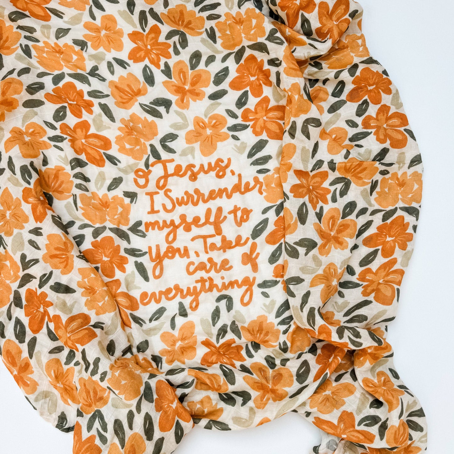 Catholic Baby Swaddle Muslin Blanket - Surrender Prayer
