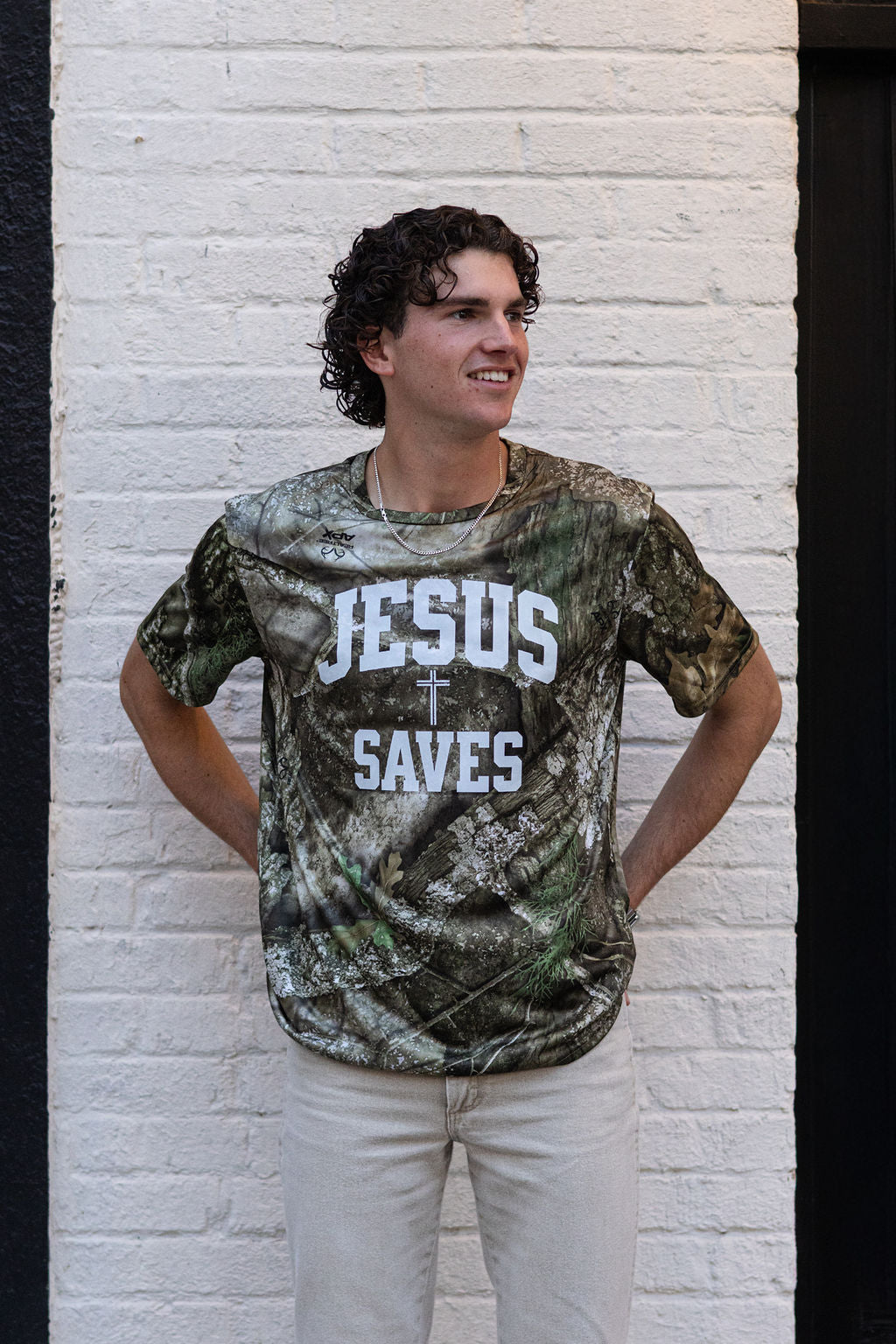 Jesus Saves Camo Performance Tee Shirt | Faith-Based Apparel