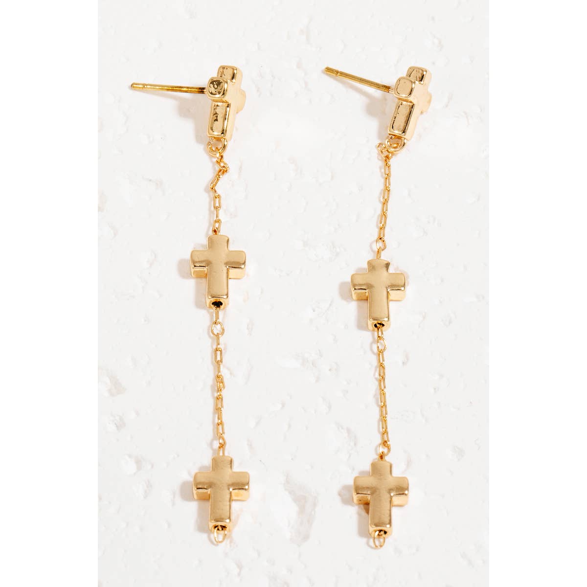 Triple Cross Charms Chain Dangle Earrings