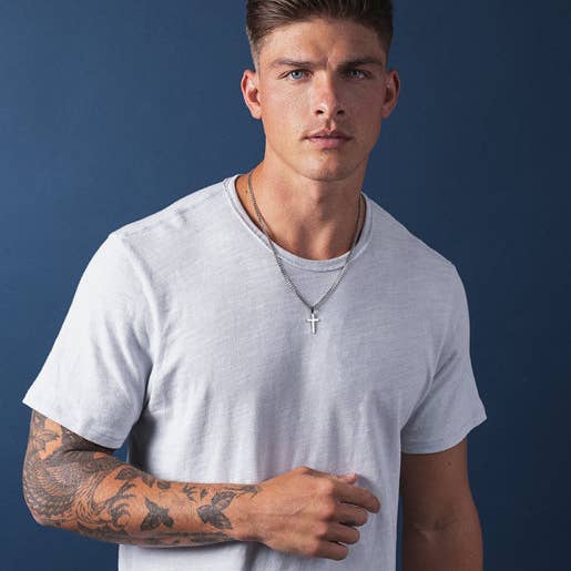Waterproof Silver Cross Necklace for Men