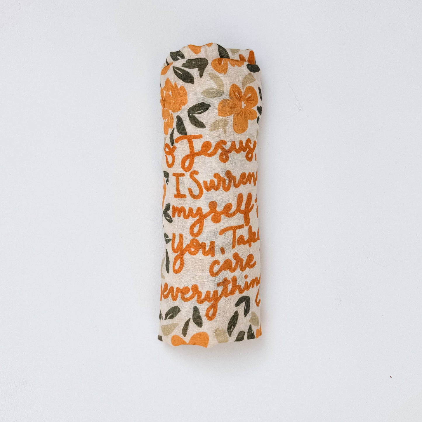 Catholic Baby Swaddle Muslin Blanket - Surrender Prayer
