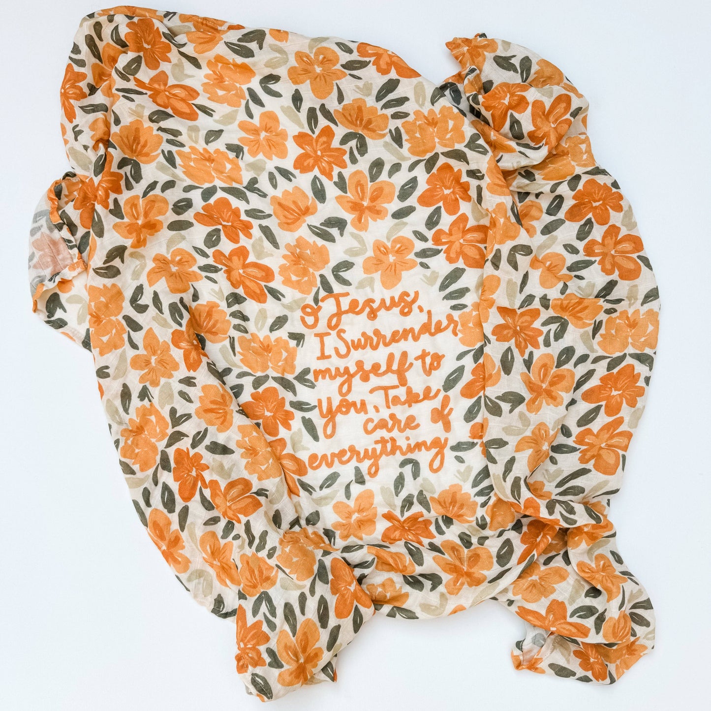 Catholic Baby Swaddle Muslin Blanket - Surrender Prayer