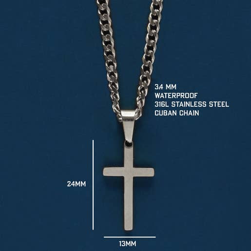 Waterproof Silver Cross Necklace for Men