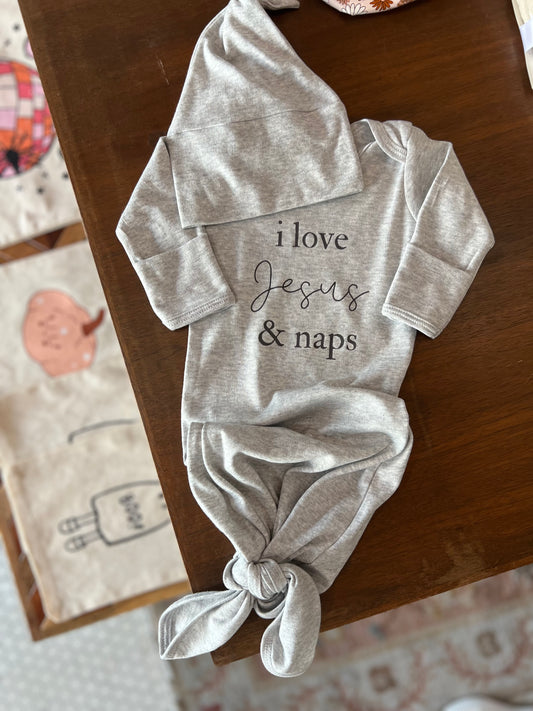 Jesus and Naps Knotted Gown Set