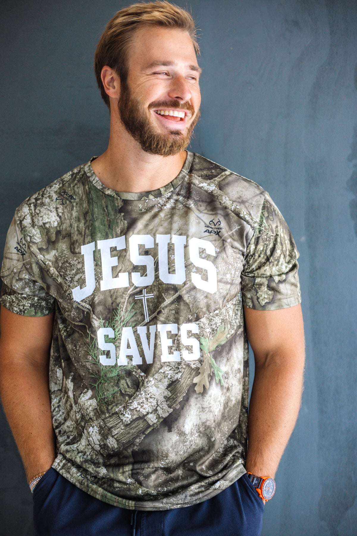 Jesus Saves Camo Performance Tee Shirt | Faith-Based Apparel