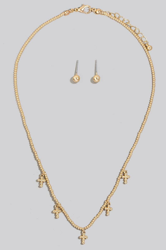 Mini Cross Charms Beaded Necklace