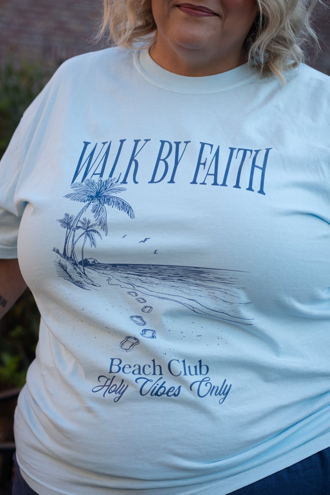 Walk By Faith Beach Club Tee Shirt | Faith-Based Apparel
