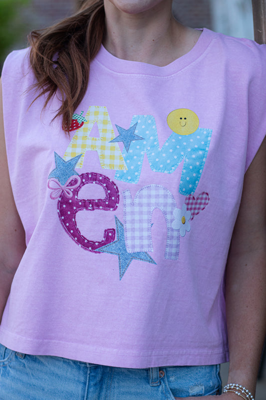 Amen Patchwork Graphic Tank | Faith-Based Apparel